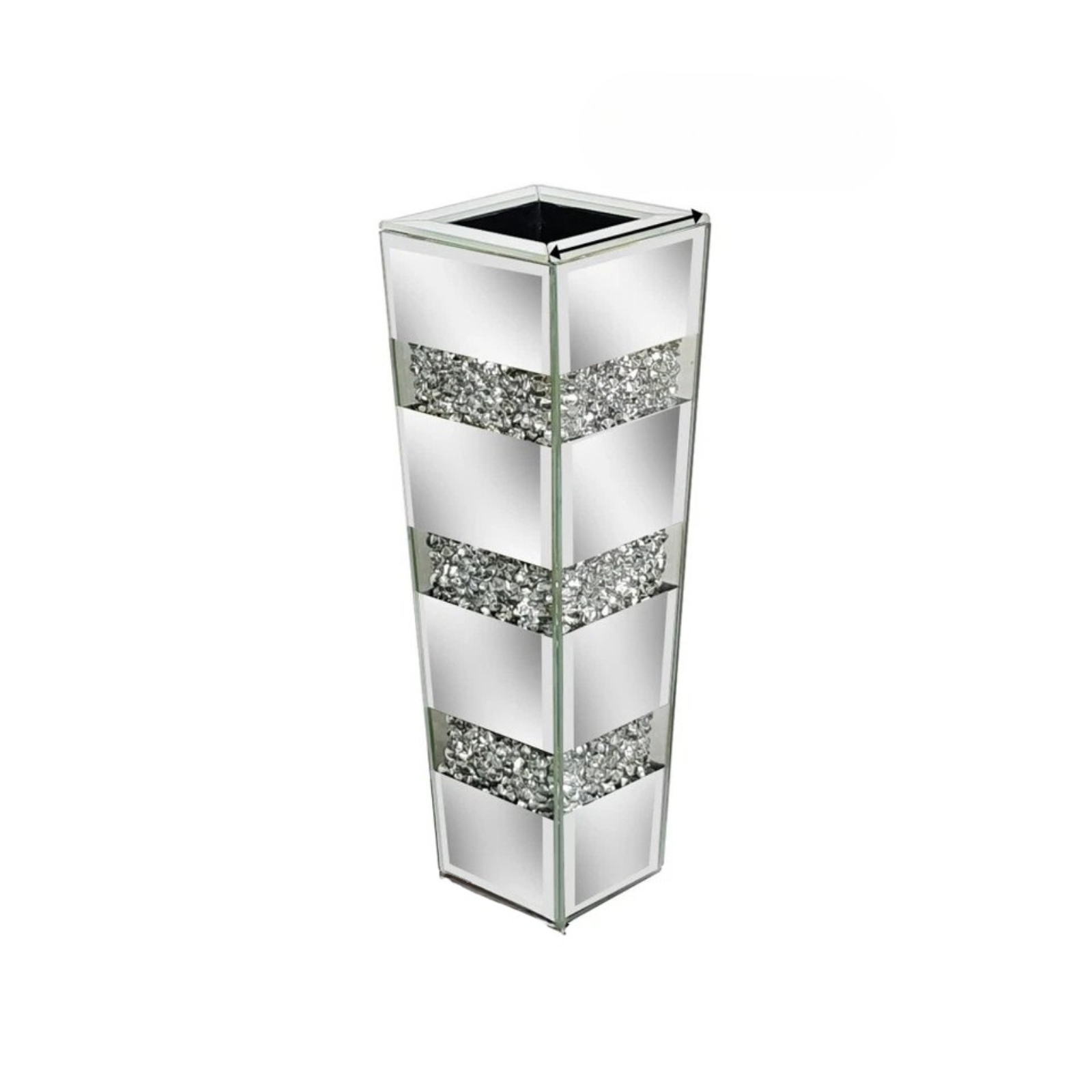 Vases & Table Decor: P&P Silver Diamond Inlaid Table Vase, Modern Decorative Centerpiece for Home