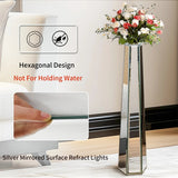 Vases & Table Decor: Large Silver Floor Vase 30 Inch Tall Glass Vase for Living Room Decoration & Branch Display