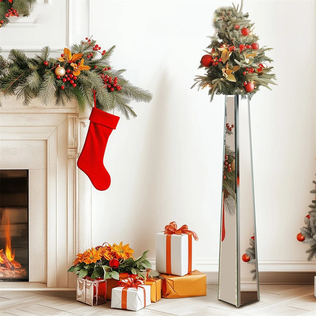 Vases & Table Decor: Large Silver Floor Vase 30 Inch Tall Glass Vase for Living Room Decoration & Branch Display