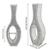 Vases & Table Decor: 30-Inch Tall Double Sided Crushed Diamond Floor Vase Large Mirrored Silver Crystal Décor