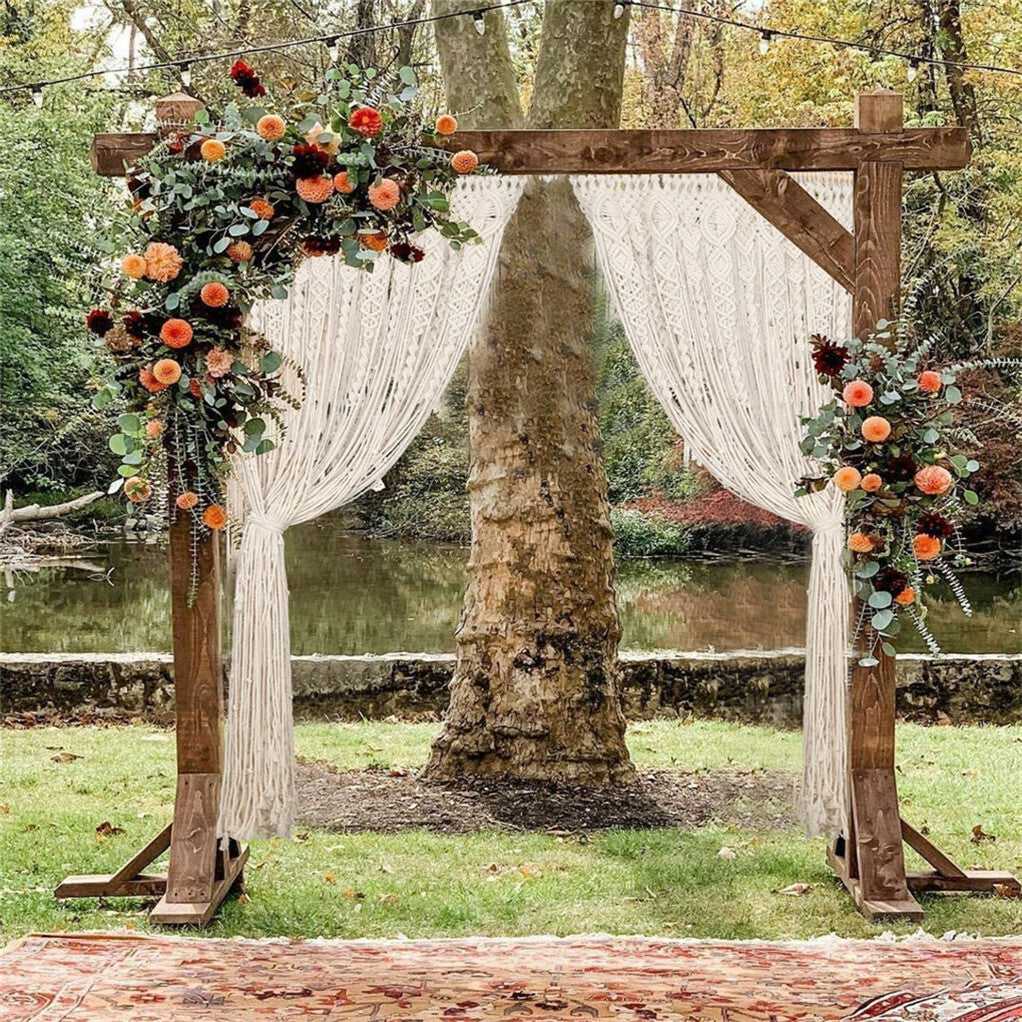 Other Wedding Decorations: Boho Chic Macrame Tapestry Wedding Backdrop Arch Door Window Hanging Curtains