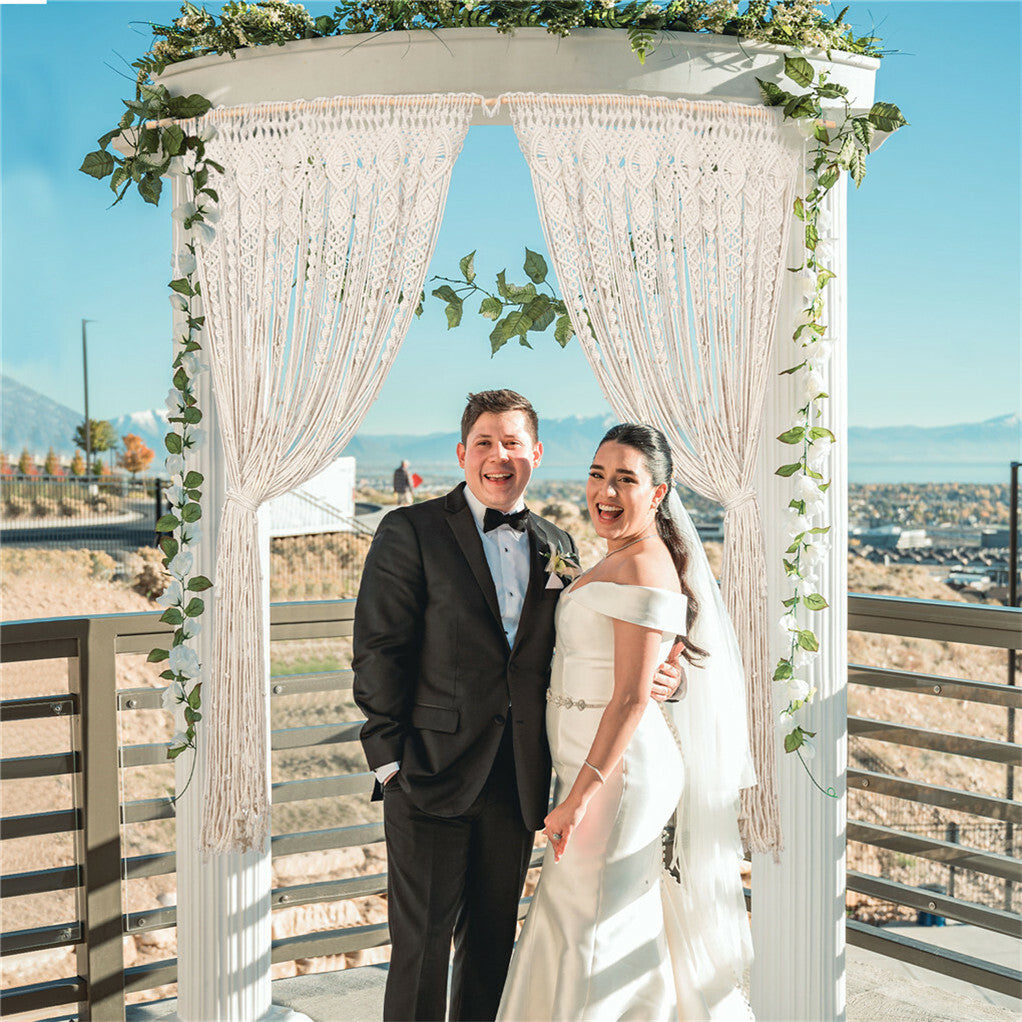 Other Wedding Decorations: Boho Chic Macrame Tapestry Wedding Backdrop Arch Door Window Hanging Curtains