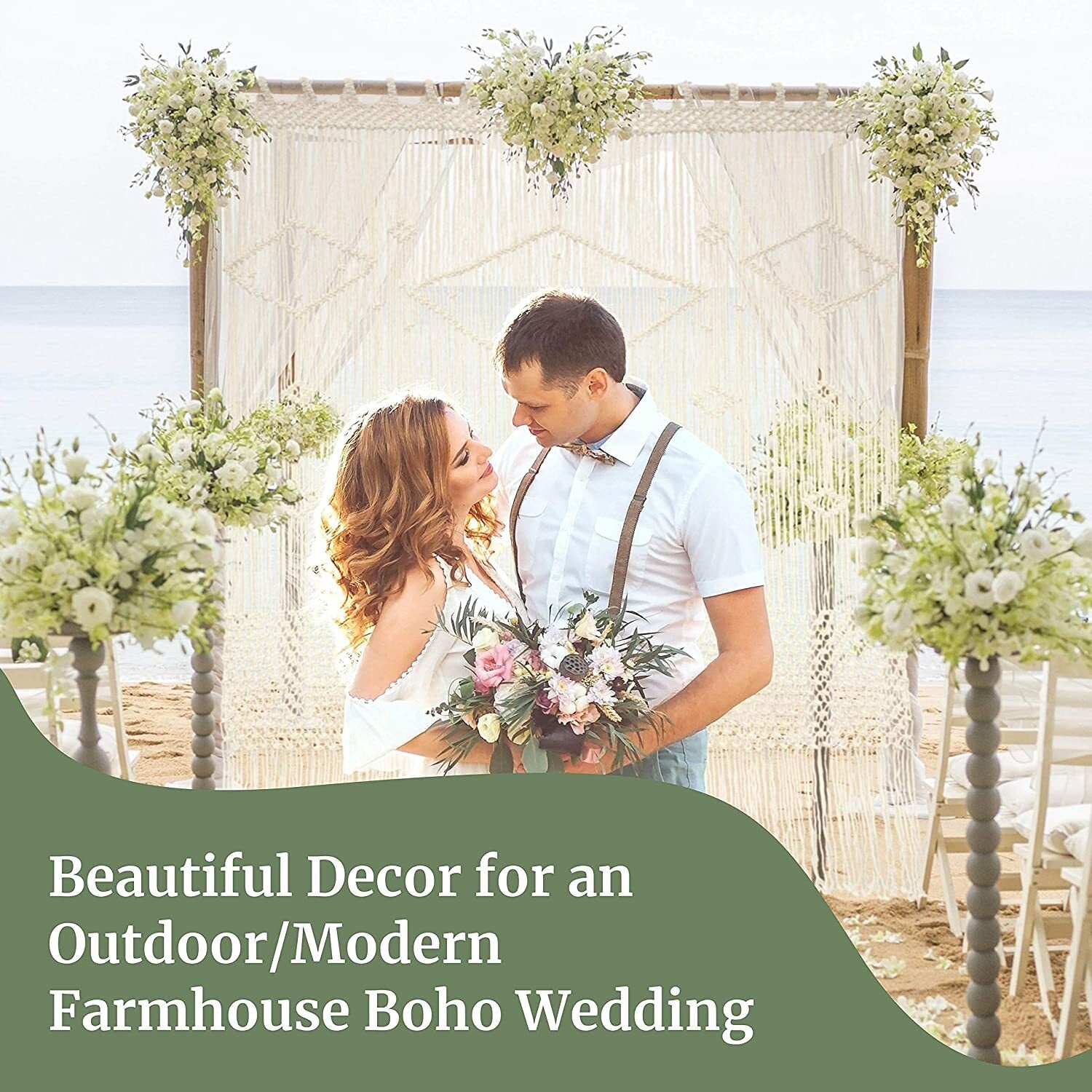 Other Wedding Decorations: Boho Chic Macrame Tapestry Wedding Backdrop Arch Door Window Hanging Curtains
