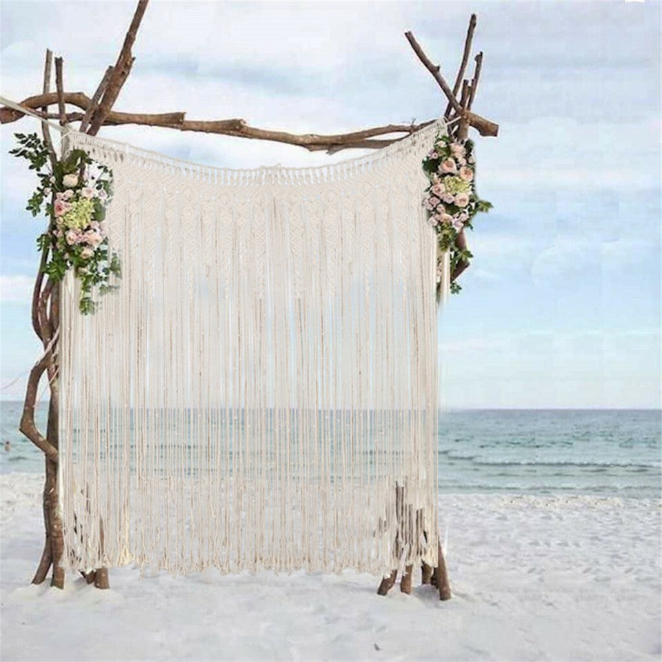 Other Wedding Decorations: Boho Chic Macrame Tapestry Wedding Backdrop Arch Door Window Hanging Curtains