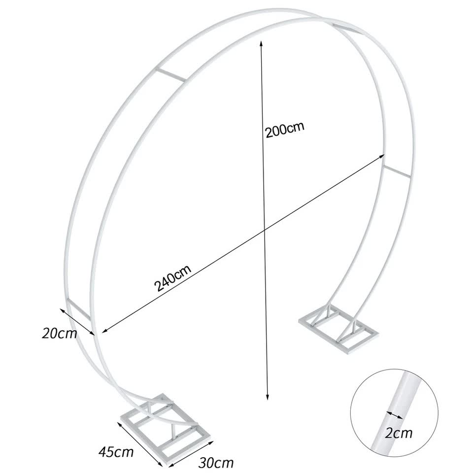 P&P Round Arch Backdrop Stand for Wedding Party Metal Pipe Frame Archway Decoration Indoor Outdoor Double Rails