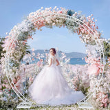 Round Arch Backdrop Stand for Wedding Party Metal Pipe Frame Archway Decoration Indoor Outdoor Double Rails 2.2m