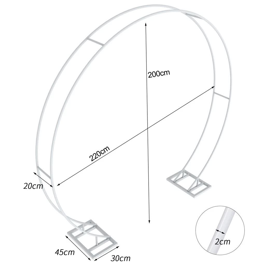 Round Arch Backdrop Stand for Wedding Party Metal Pipe Frame Archway Decoration Indoor Outdoor Double Rails 2.2m