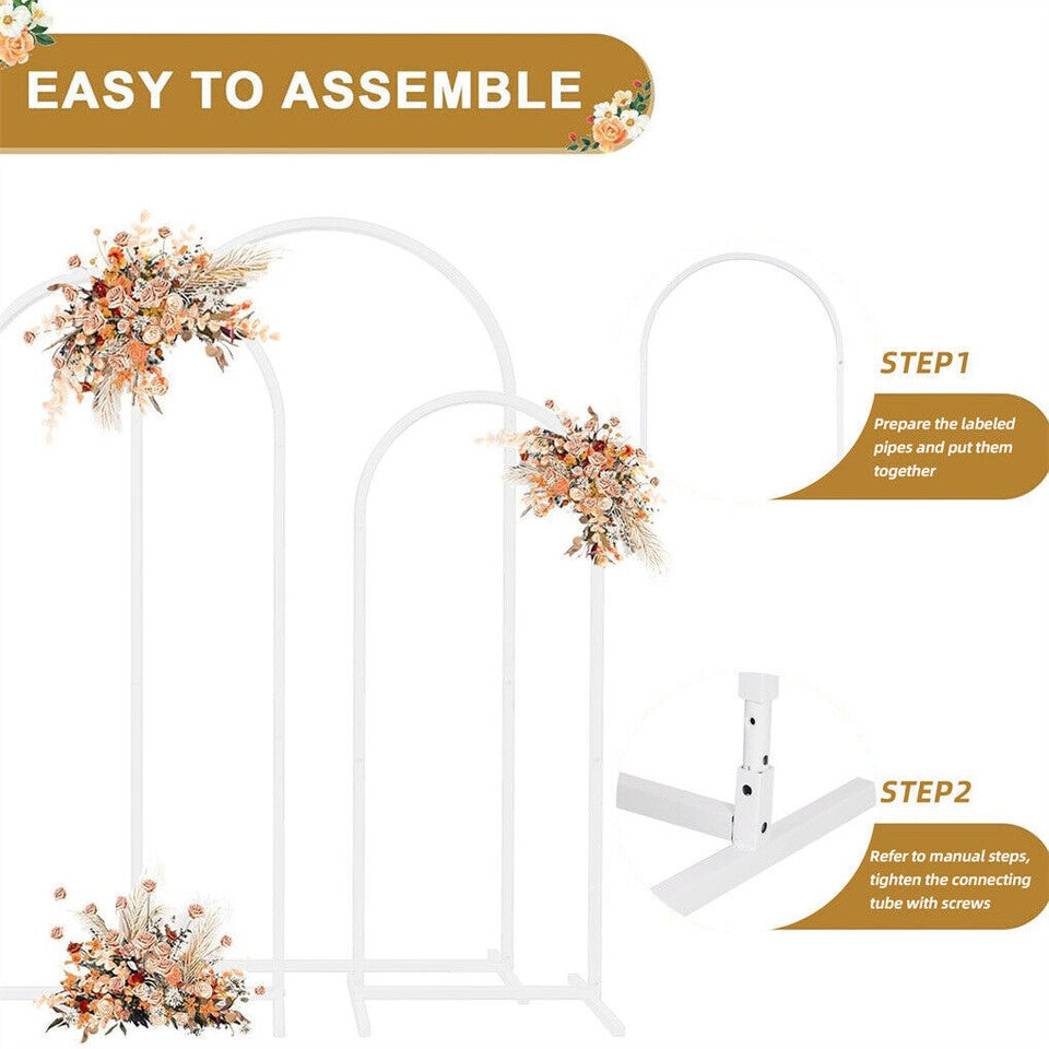 Other Wedding Decorations: Fin Set Of 3 Wedding Arch Balloon Frame Metal Arch Backdrop Stand Birthday Party