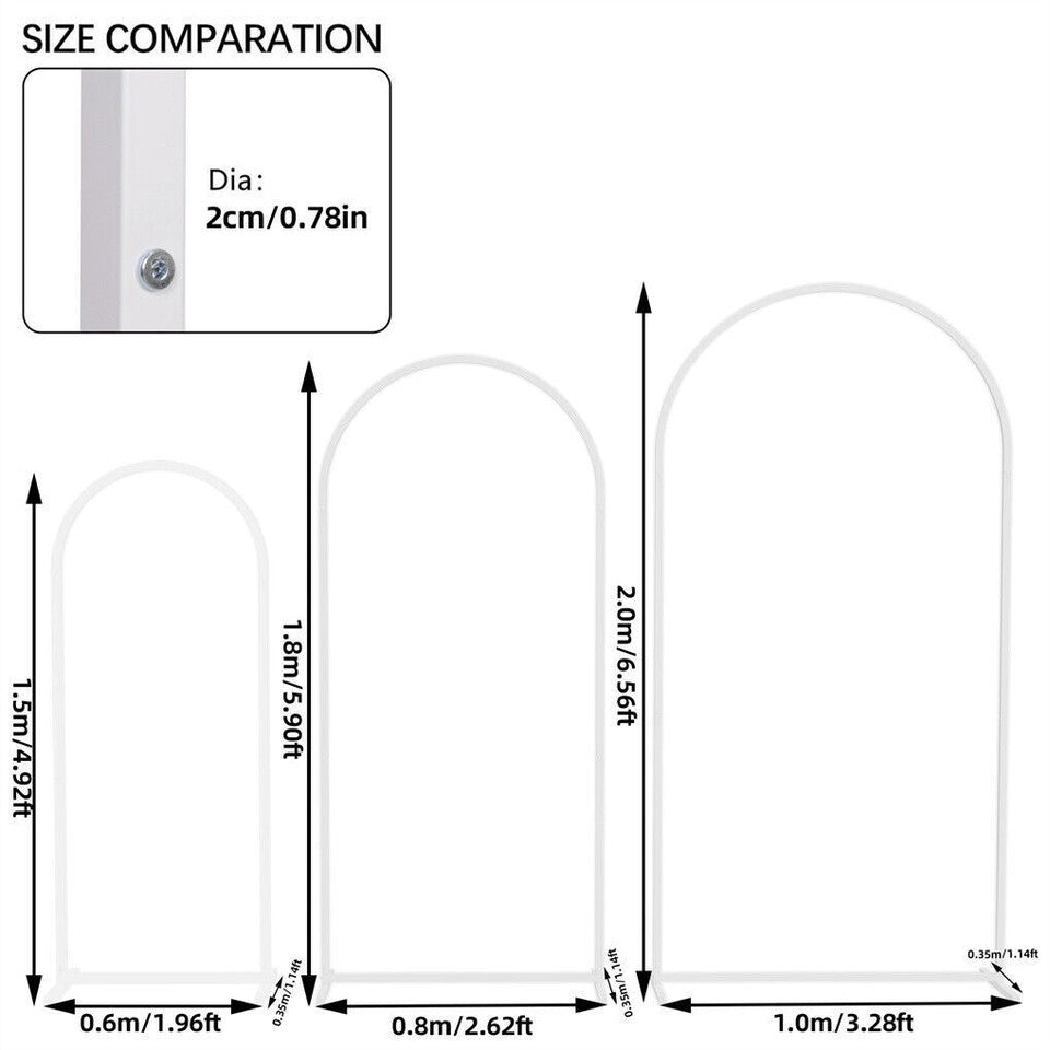 Other Wedding Decorations: Fin Set Of 3 Wedding Arch Balloon Frame Metal Arch Backdrop Stand Birthday Party