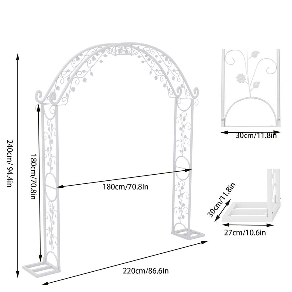 Other Wedding Decorations: Fin Xl Decorative Double Rails Iron Arbor Garden Archway Trellis Metal Wedding Arch