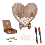 Other Wedding Decorations: Wedding Guest Book Alternative with Stand+Storage Box+88PCS Wooden Hearts+Pens