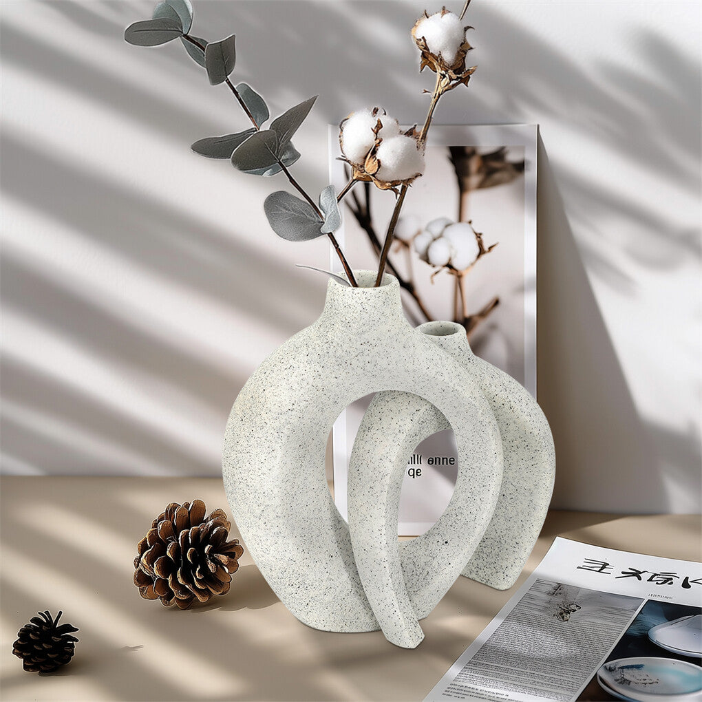 Vases & Table Decor: Set of 2 Nordic Boho Hollow Snuggle Vases Resin Flower Vases Living Room Decor