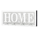 Crushed Diamond Mirrored Wall Mounted Key Hooks Storage Holder HOME Letter Sign Home Decor