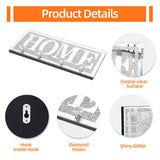 Crushed Diamond Mirrored Wall Mounted Key Hooks Storage Holder HOME Letter Sign Home Decor