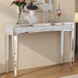 Side Tables: Crushed Diamond Mirrored Console Table Entrance Furniture