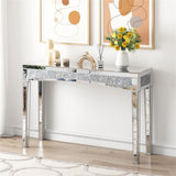 Side Tables: Crushed Diamond Mirrored Console Table Entrance Furniture
