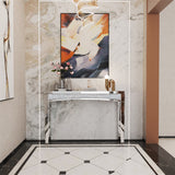 Side Tables: Crushed Diamond Mirrored Console Table Entrance Furniture