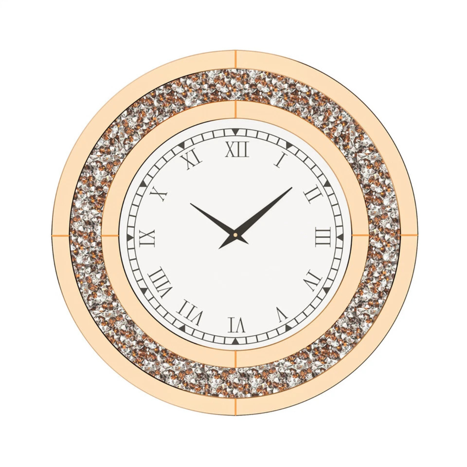 Mirrors: P&P Brown Crushed Diamond Oversized Wall Clock Elegant Accent 80x80cm