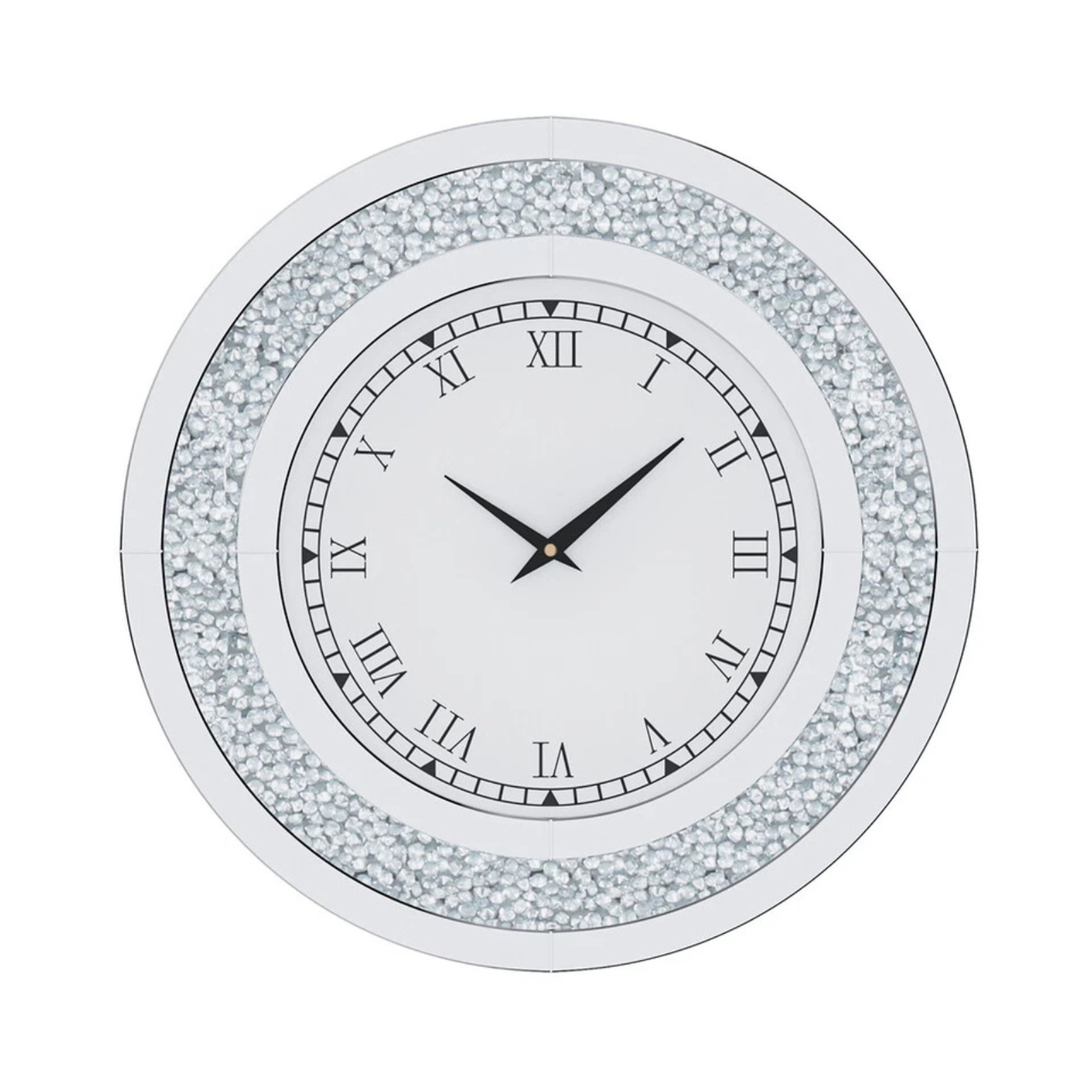 Mirrors: P&P Silver Crushed Diamond Square Wall Clock Luxury Decorative 60x60cm