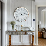 Clocks: Large Silver Wall Clock Twinkle Crushed Diamond Mirrored Clock With Beveled Edge