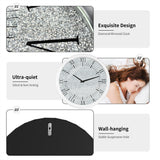 Clocks: Large Silver Wall Clock Twinkle Crushed Diamond Mirrored Clock With Beveled Edge
