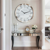 Clocks: Large Silver Wall Clock Twinkle Crushed Diamond Mirrored Clock With Beveled Edge