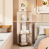 Bookcases & Shelves: 4-Tiered Floor Standing Storage Rack Acrylic Bookshelf with Crystal-like Casters