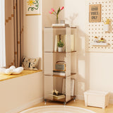 Bookcases & Shelves: 4-Tiered Floor Standing Storage Rack Acrylic Bookshelf with Crystal-like Casters