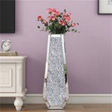 Vases & Table Decor: Silver Mirrored Floor Vase Luxury Diamond Flower Vase Living Room Home Office