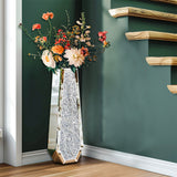 Vases & Table Decor: Silver Mirrored Floor Vase Luxury Diamond Flower Vase Living Room Home Office