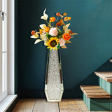 Vases & Table Decor: Silver Mirrored Floor Vase Luxury Diamond Flower Vase Living Room Home Office