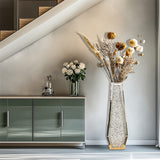 Vases & Table Decor: Silver Mirrored Floor Vase Luxury Diamond Flower Vase Living Room Home Office