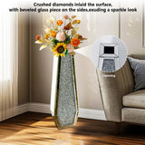Vases & Table Decor: Silver Mirrored Floor Vase Luxury Diamond Flower Vase Living Room Home Office