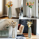 Vases & Table Decor: Silver Mirrored Floor Vase Luxury Diamond Flower Vase Living Room Home Office