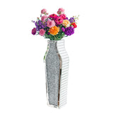 Vases & Table Decor: Sparkling Crushed Diamond Mirrored Floor Vase Tall Silver Glass Fake Flower Vase
