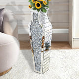 Vases & Table Decor: Sparkling Crushed Diamond Mirrored Floor Vase Tall Silver Glass Fake Flower Vase