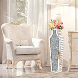 Vases & Table Decor: Sparkling Crushed Diamond Mirrored Floor Vase Tall Silver Glass Fake Flower Vase