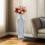 Vases & Table Decor: Sparkling Crushed Diamond Mirrored Floor Vase Tall Silver Glass Fake Flower Vase