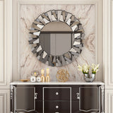 Mirrors: Silver Sunburst Round Wall Mirror