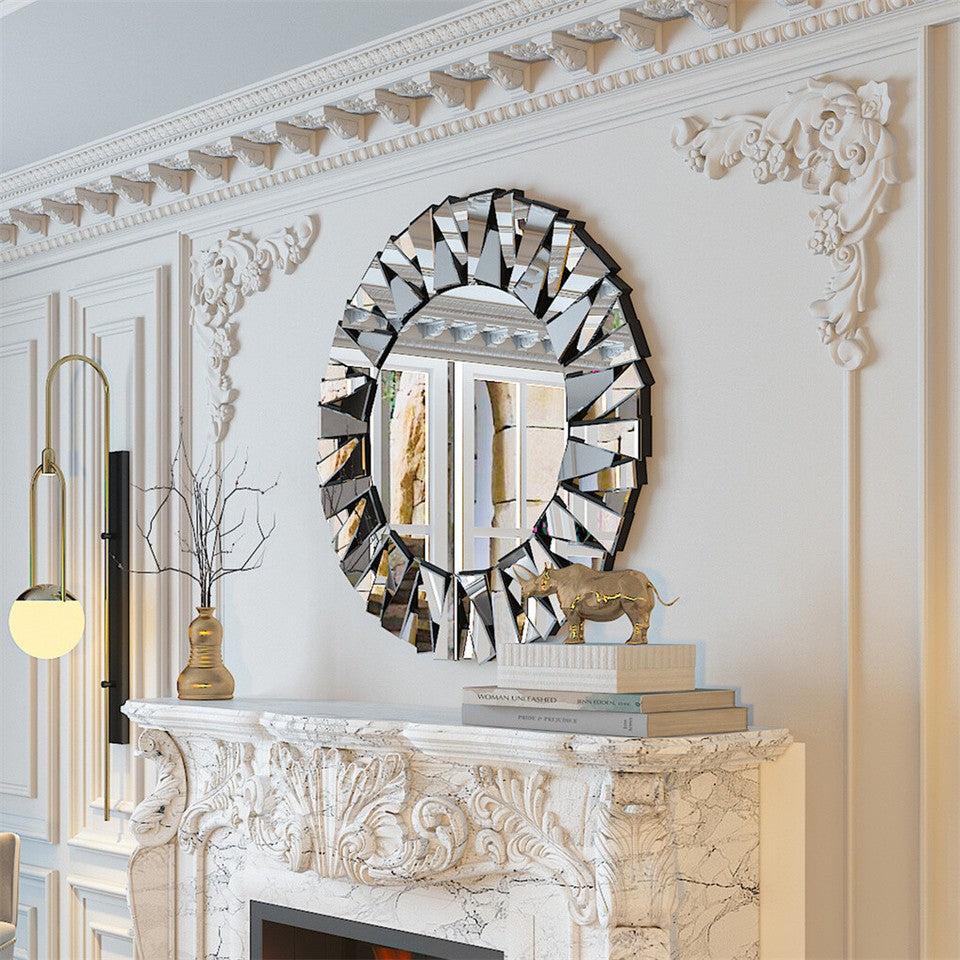 Mirrors: Silver Sunburst Round Wall Mirror