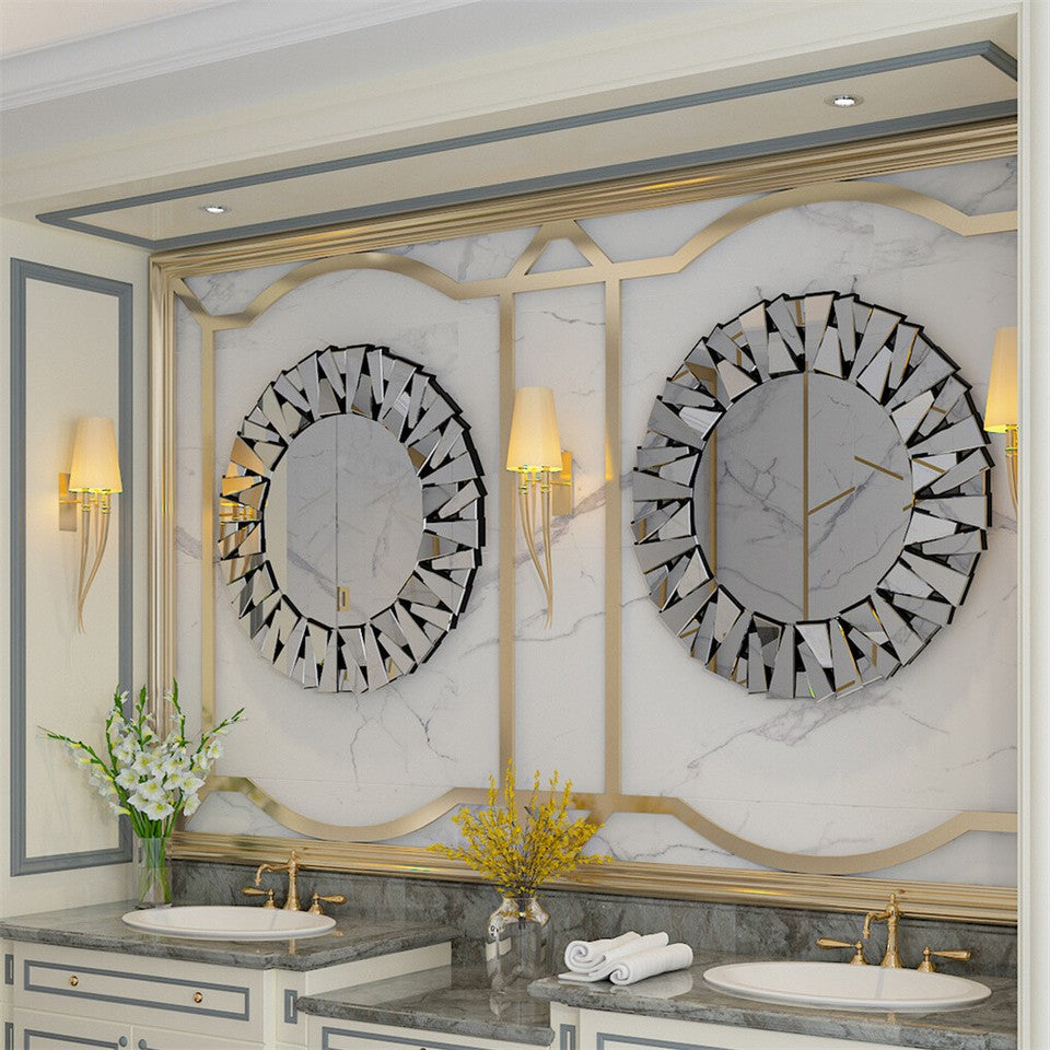 Mirrors: Silver Sunburst Round Wall Mirror