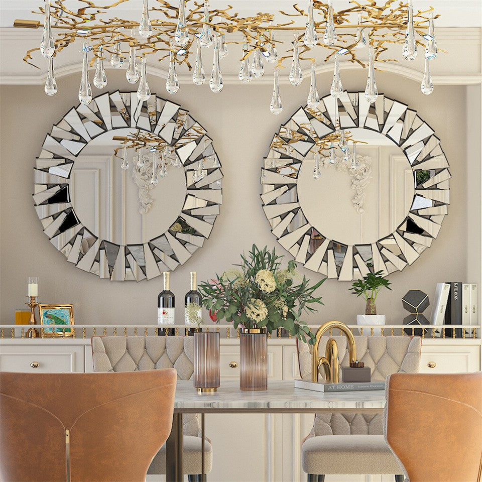 Mirrors: Silver Sunburst Round Wall Mirror