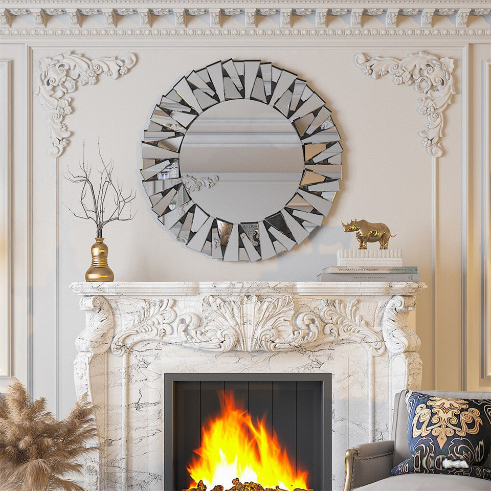 Mirrors: Silver Sunburst Round Wall Mirror