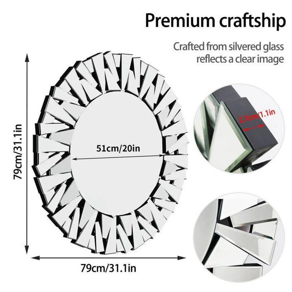 Mirrors: Silver Sunburst Round Wall Mirror