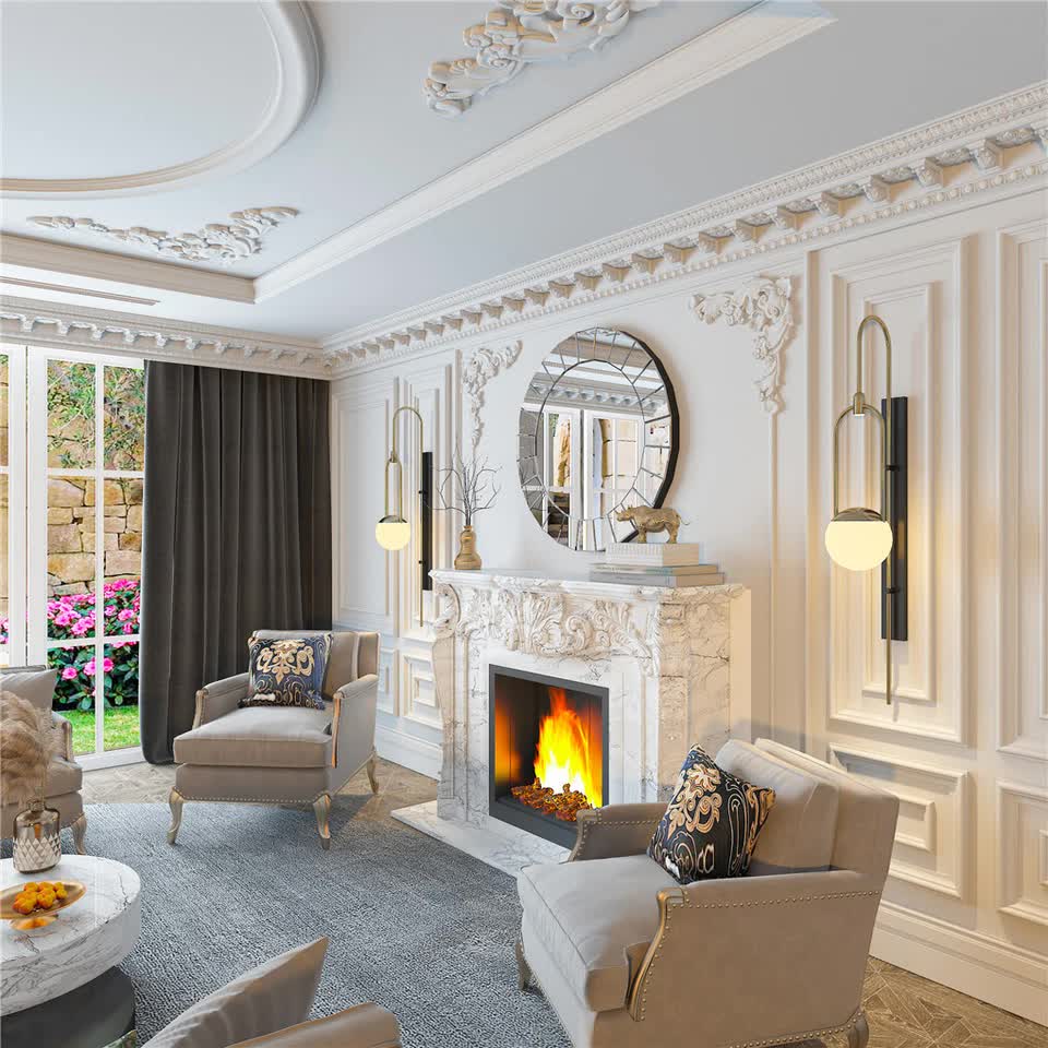 Ultra-modern Round Accent Mirror Venetian Ornate Mirror Decorative Wall Mirror