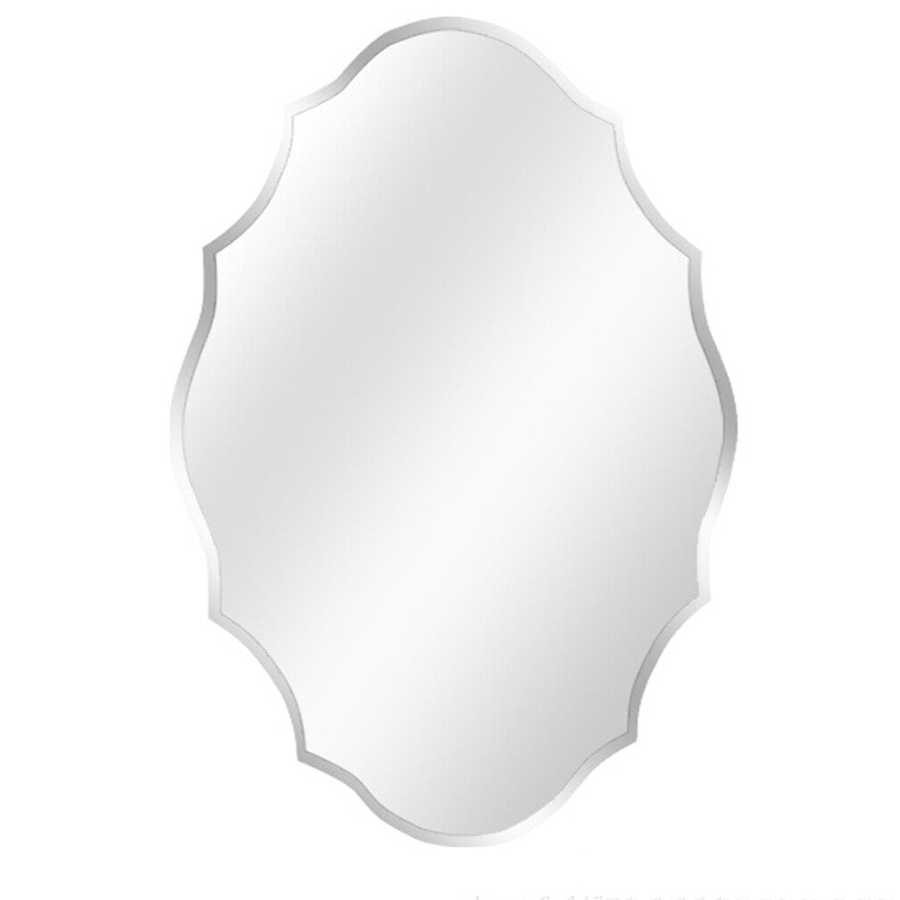 Mirrors: Beveled Silver Oval Wall Mirror Versatile Frameless Design for Vertical or Horizontal Display