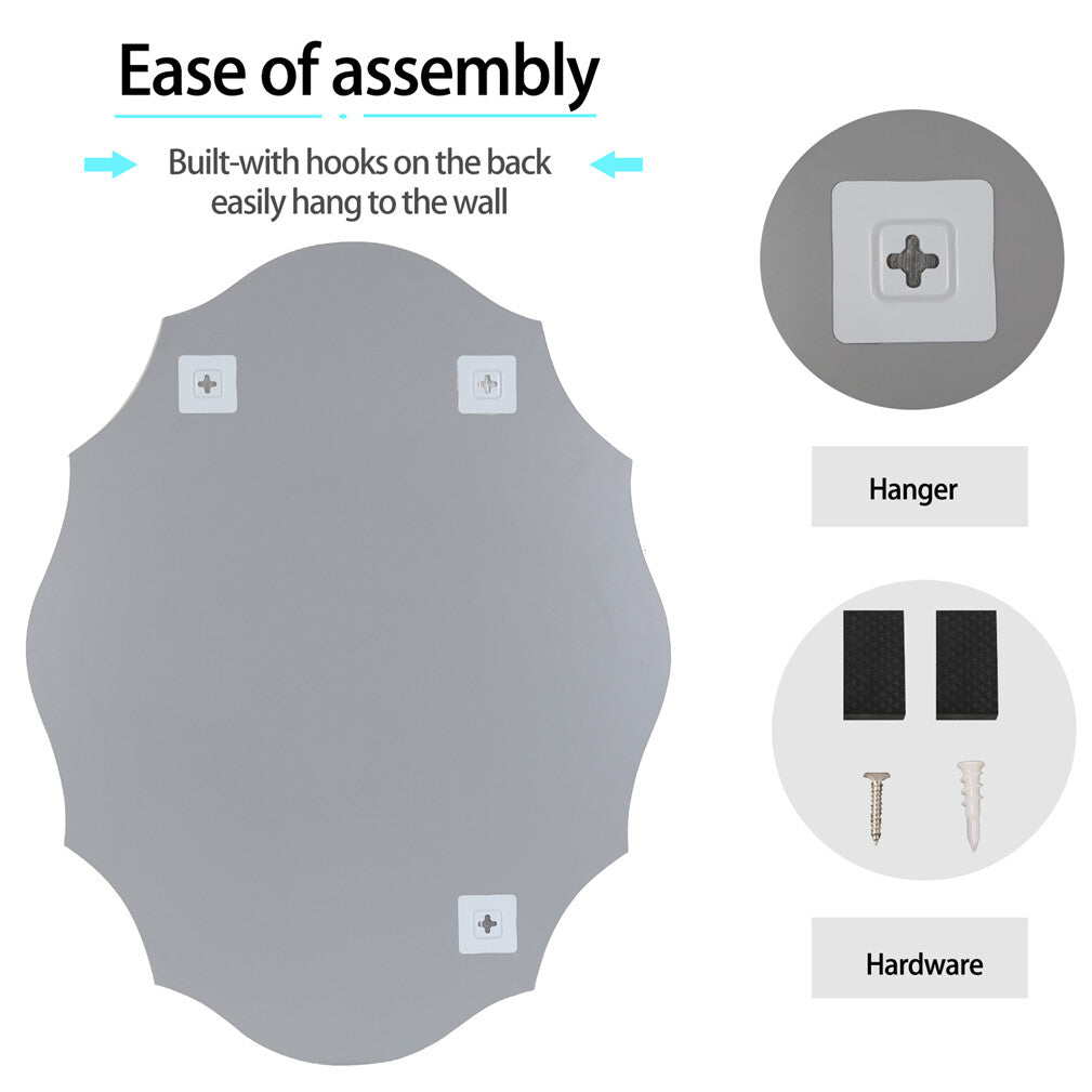 Mirrors: Beveled Silver Oval Wall Mirror Versatile Frameless Design for Vertical or Horizontal Display