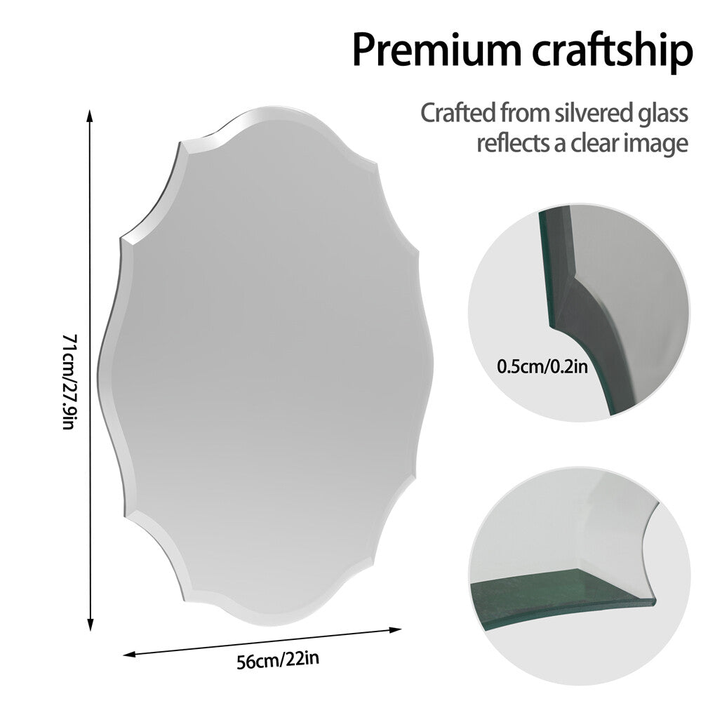 Mirrors: Beveled Silver Oval Wall Mirror Versatile Frameless Design for Vertical or Horizontal Display