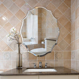 Mirrors: Beveled Silver Oval Wall Mirror Versatile Frameless Design for Vertical or Horizontal Display