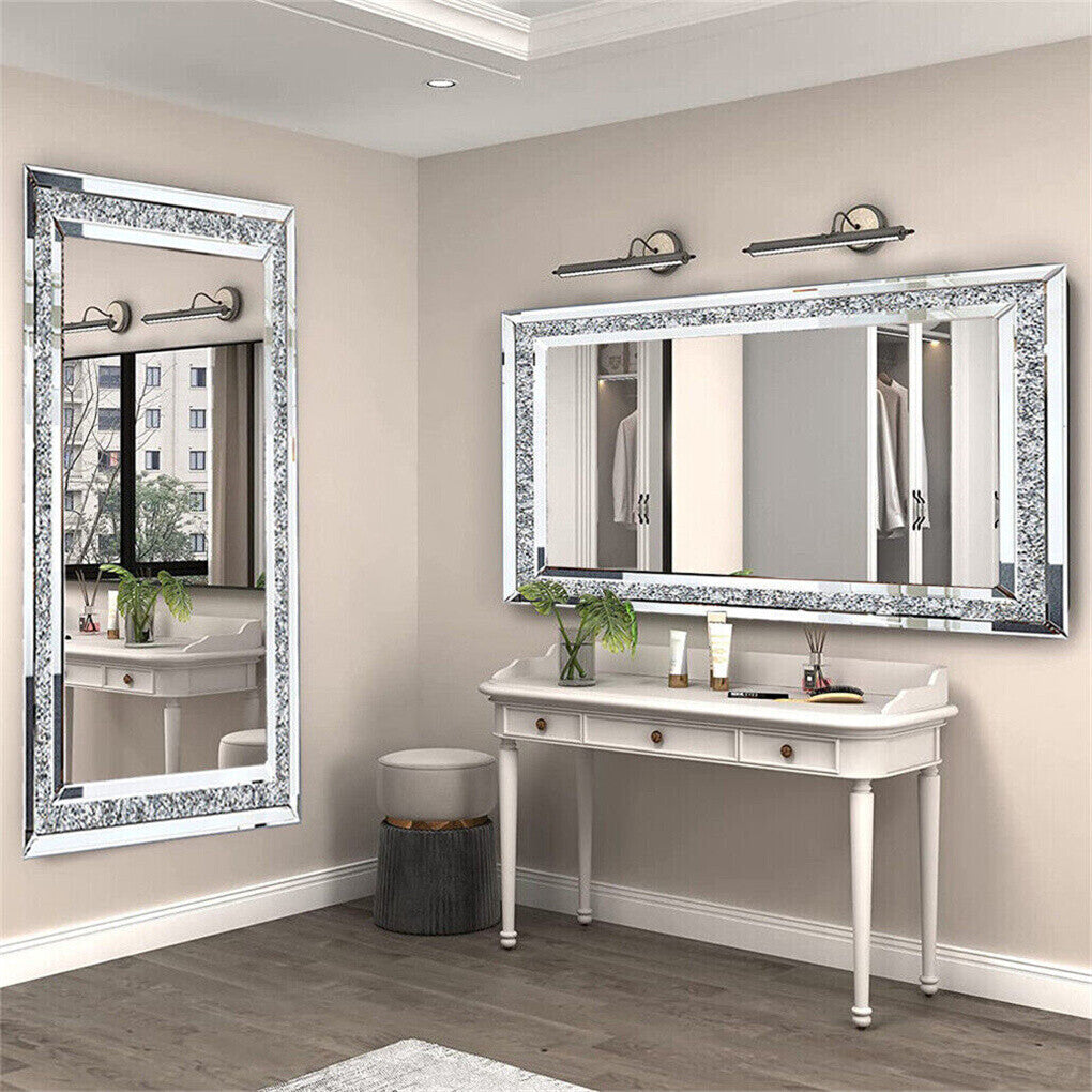 Mirrors: Xxxl Large Gorgeous Diamond Wall Mirror Crushed Crystal Long Full Length Mirror